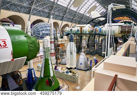 06.17.2022 Russia Moscow Vdnh Pavilion Cosmos A Model Of The Almaz Space Orbital Station And A View 