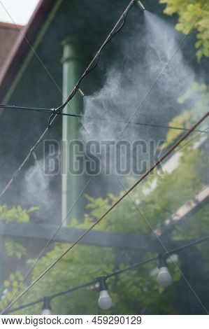 Automatic Mist Nozzle Water Spraying System To Make Humidifier And Cooling Climate To Reduce Hot Wea
