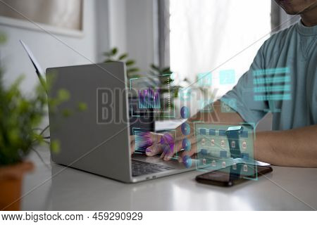Analyst Working With Business Analytics And Data Management System On Computer, Make A Report With K