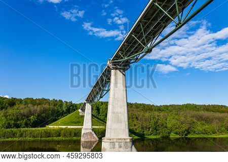 White Rose Pedestrian Bridge Over The River Of Nemunas. Alytus, Lithuania