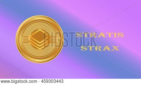 Stratis Virtual Currency Images. 3d Illustration. Coin Logo