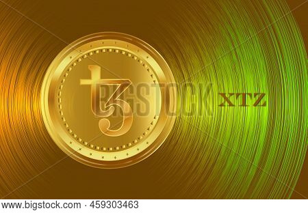 Tezos Virtual Currency Images. 3d Drawings. Coin Logo