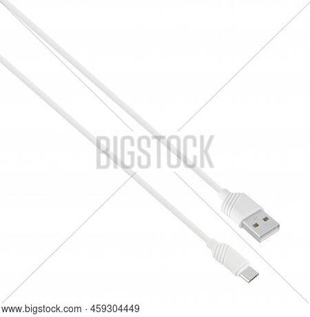 Cable With Usb And Micro-usb Connector, Isolated On White Background