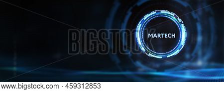 Martech Marketing Technology Concept On Virtual Screen Interface. Business, Technology, Internet And