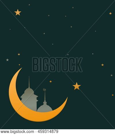 Ramadan, Eid Ai-fitr,new Year Muharram Islamic Religion Symbols With Mosques Dome Silhouette With Cr