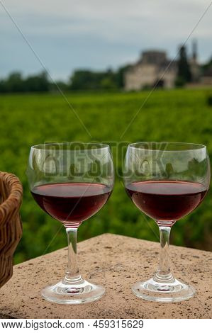 Tasting Of Red Dry Pinot Noir Wine In Glass On Premier And Grand Cru Vineyards In Burgundy Wine Maki