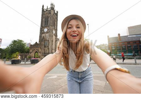 Attractive Young Woman Takes Self Portrait In Manchester, England, United Kingdom