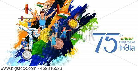 Indian Sportsperson From Different Field Victory In Championship On Tricolor India Background