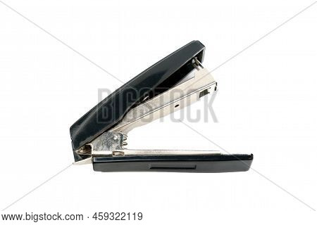 Stepler, Paper Clip Or Expander Isolated On White Background Close Up, Office Supplies