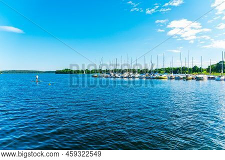 Scenic View Of The Distant.yacht Club On A Sunset In A Nice Summer.lithuania,plateliai.08-03-2022.