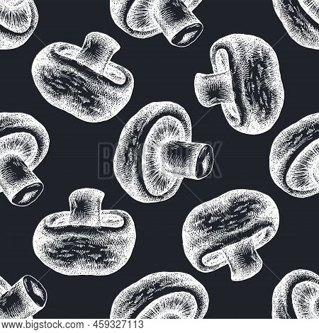 Seamless Pattern With Hand Drawn Chalk Portobello Stock Illustration