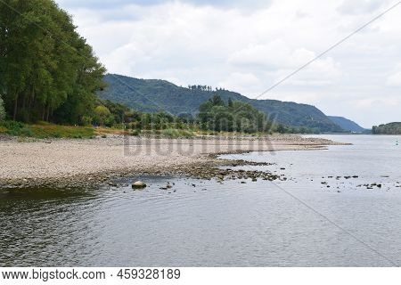 Rhine Beach During Drought Between Namedy And Brohl