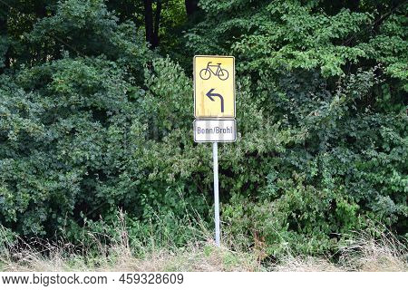 Direction Sign For Bikes To Go Left To Bonn