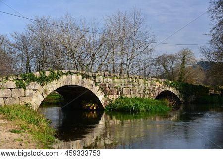 Romanesque Bridge On The Portuguese Way To Compostela
