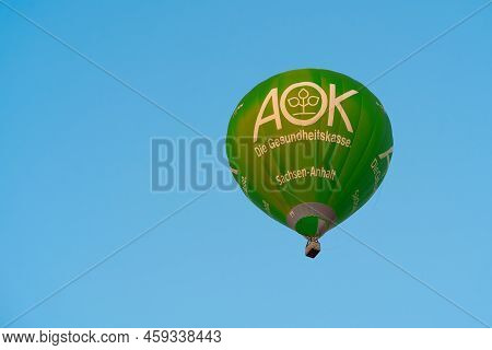 Magdeburg, Germany - July 23, 2022: Hot Air Balloon With Advertisement For Health Insurance Aok In T