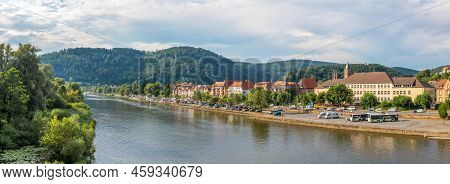 Eberbach, Germany: July, 29. 2022: Cityscape Of The City Of Eberbach At The Neckar River In Southern