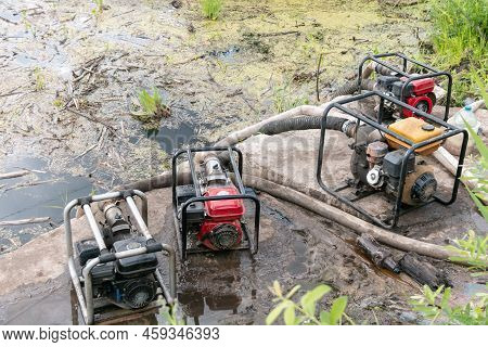 Drainage Of A Reservoir, Swamp, Lake With The Help Of High Pressure Water Pumps. Drainage Of Swamps 