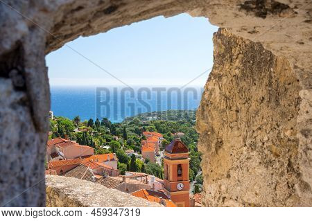 View Of The Church From The Window Of The Fortress Of The Ancient Castle In Roquebrune-cap-martin, F