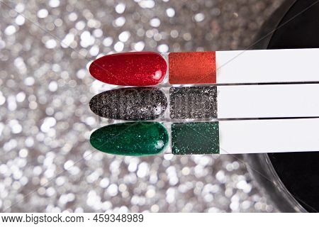 Festive Color Palettes Of Nail Gel Polish For Manicure And Pedicure Nails