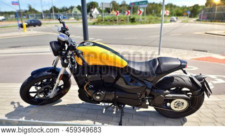 Warsaw, Poland. 1 August 2022. The Junak M15 Motorcycle Is A Combination Of The Classic Cruiser Line