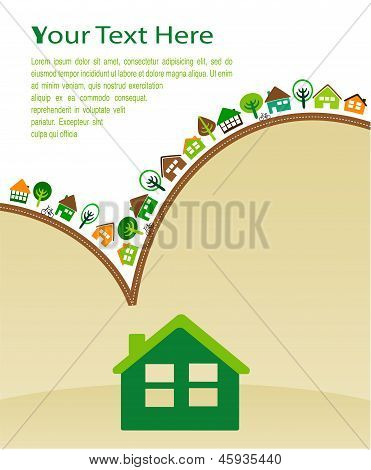 บ้าน eco สีเขียวลาย