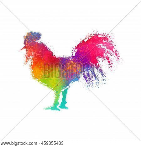 Colorful Cock Vector Illustration Digital Art Print Shirt Design