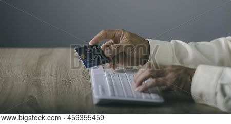 Internet Banking, Spending Money, Businessman Holding Credit Cards, Cashless Spending, Modern Financ