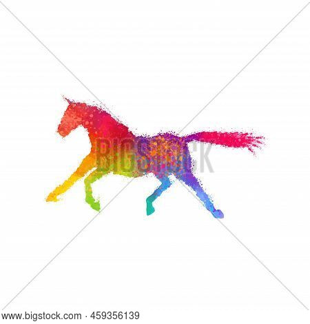 Beautiful Colorful Horse Vector Digital Art Print Wild Life Wall Art