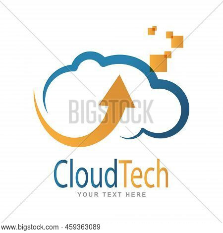 Cloud Tech. Vector Icon For An Emblem, Logo, Sticker Or Label. Flat Style