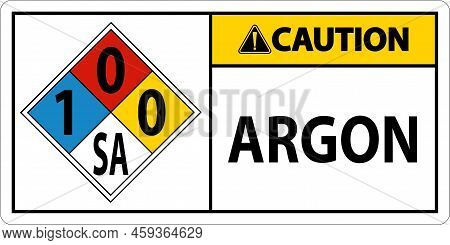 Nfpa Caution Argon 1-0-0-sa Sign On White Background