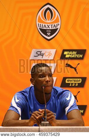 Kyiv, Ukraine - August 10, 2021: Genk Player Paul Onuachu Attends The Press-conference After The Uef