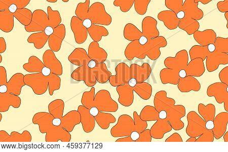 Floral Seamless With Hand Drawn Color Flowers. Cute Summer Background. Modern Floral Compositions. F