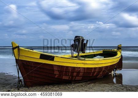 Fishing Boat On Polish Beach - Debki, Pomerania, Poland