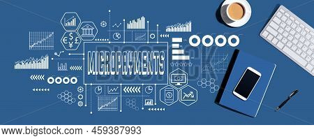 Micropayments Theme With A Computer Keyboard And Office Items