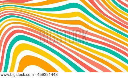 Acid Wave Rainbow Line Backgrounds In 1970s 1960s Hippie Style. Y2k Wallpaper Patterns Retro Vintage