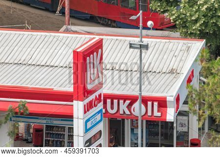 Belgrade, Serbia - June 7, 2022: Logos Of Lukoil. Lukoil Is One Of The Largest Russian Oil Companies