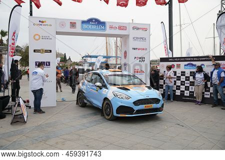 Mugla, Turkey - April 17, 2022: Ozcan Soke With Ford Fiesta Rally3 Of Castrol Ford Team Turkiye In F