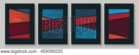Set Of Abstract Hand Painted Illustrations For Postcard, Social Media Banner, Brochure Cover Design 