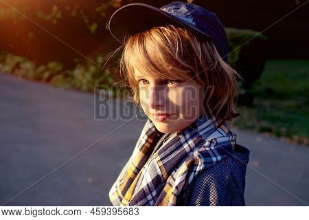 Teenger Blonde Boy Outdoor Park Lifestyle Portrait