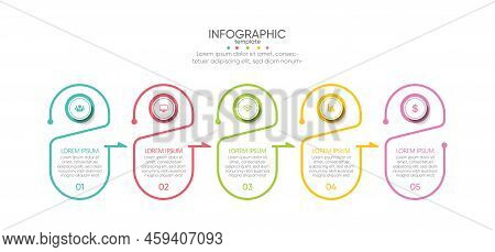 Process Infographic Business Template Abstract Background Colorful With 5 Step