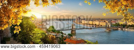 Panorama Of Budapest At Sunset In Autumn, Hungary