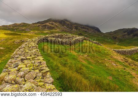 View Of The Hardknott Roman Fort , Archeological Site, The Remains Of The Roman Fort Mediobogdum. La