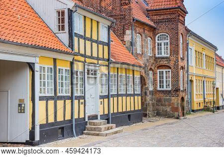 Historic Houses In The Central Street Of Viborg, Denmark