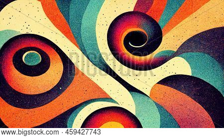 Groovy Psychedelic Abstract Wavy Decorative Funky Background. Hippie Trendy Design. Backdrop For Tri