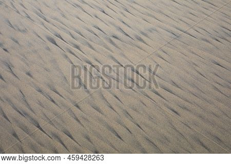 Natural Pattern On The Ocean Beach Sand In California During Low Tide