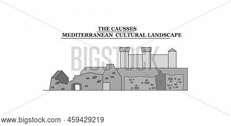 France, Causses City Skyline Isolated Vector Illustration, Icons