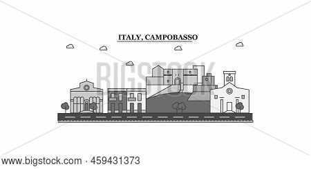 Italy, Campobasso City Skyline Isolated Vector Illustration, Icons