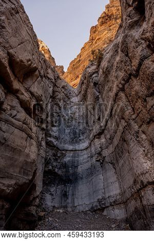 The Sheer Rocks Of The Dryfall At The  End Of Fall Canyon In Death Valley