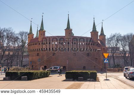 Krakow, Poland - 14 March, 2022: Barbican. The Fortress Formerly Connected To City Walls. Travel