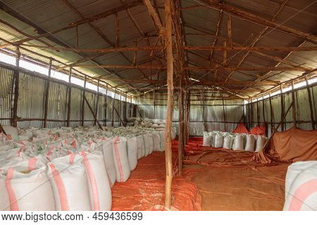 Storage Of Coffee In A Warehouse On A Farm